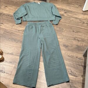 90 Degree By Reflex Sage Green Wide-Leg Lounge Set